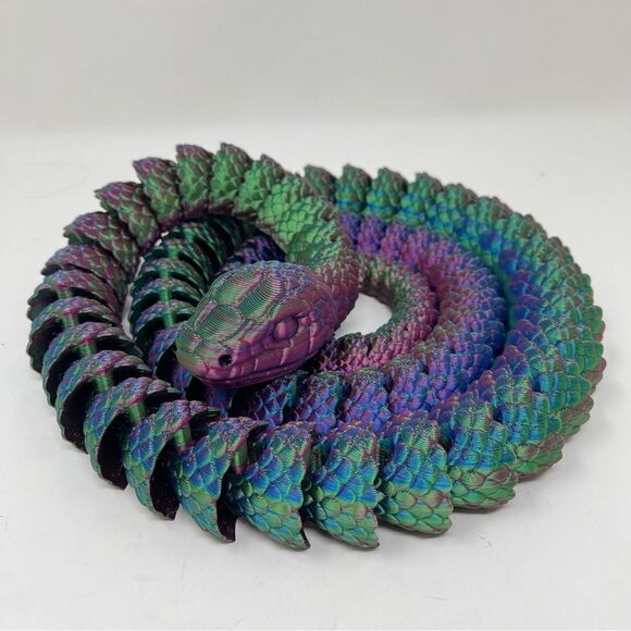Articulating Snakes 3D Printed 5 Feet Long Green Purple Blue Color Educational - Picture 1 of 7